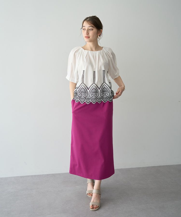 YECCA VECCA「アイレット刺繍タックスリーブブラウス」|シャツ・ブラウス|