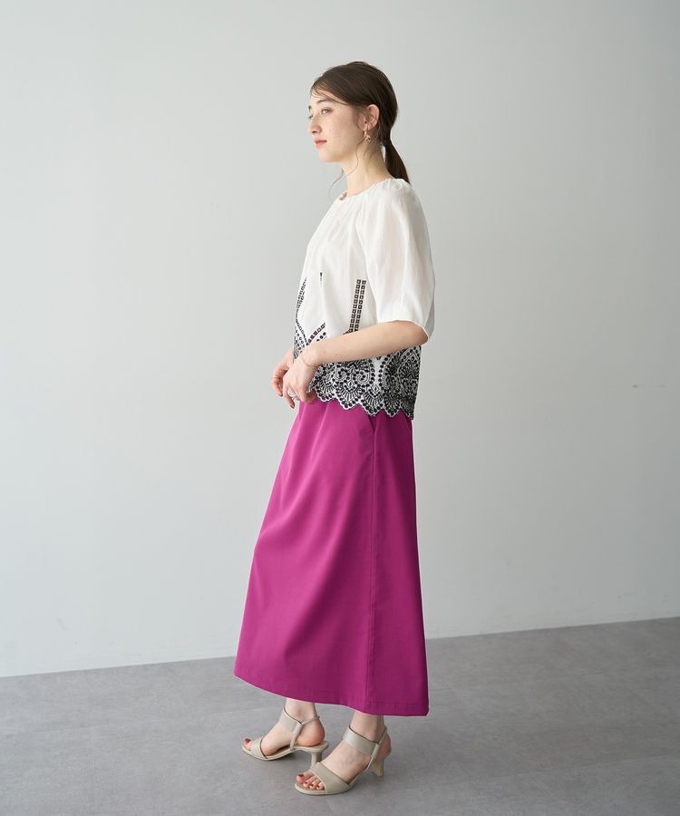 YECCA VECCA「アイレット刺繍タックスリーブブラウス」|シャツ・ブラウス|