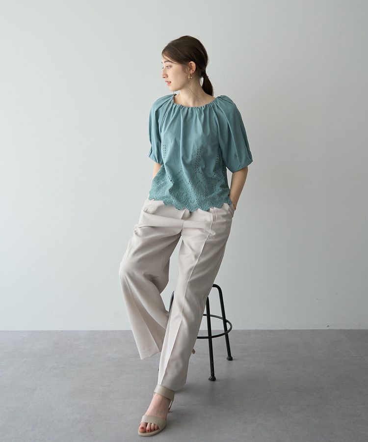 YECCA VECCA「アイレット刺繍タックスリーブブラウス」|シャツ・ブラウス|