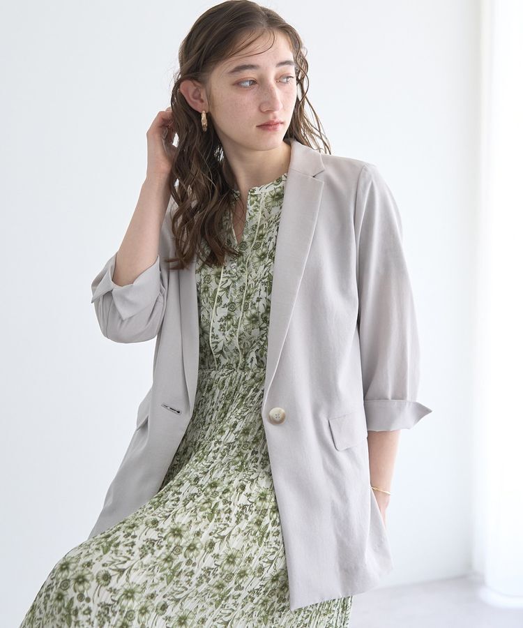 YECCA VECCA「リネンライクジャケット」|テーラードジャケット|Light Gray