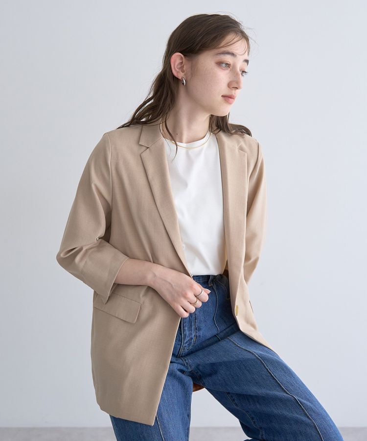 YECCA VECCA「リネンライクジャケット」|テーラードジャケット|Beige