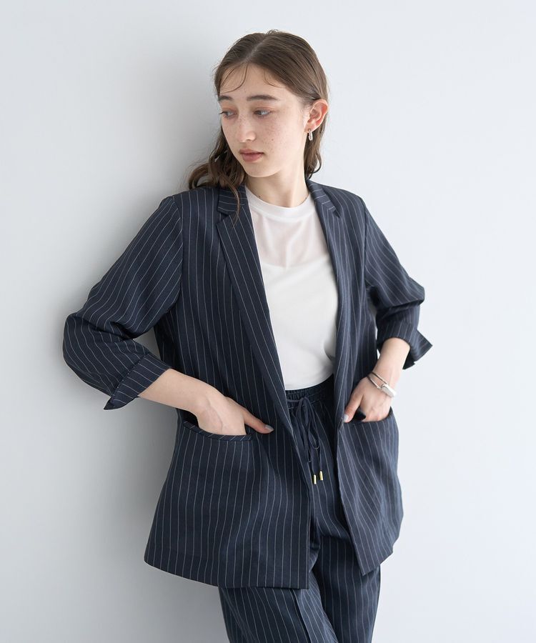 YECCA VECCA「リネンライクジャケット」|テーラードジャケット|Stripe