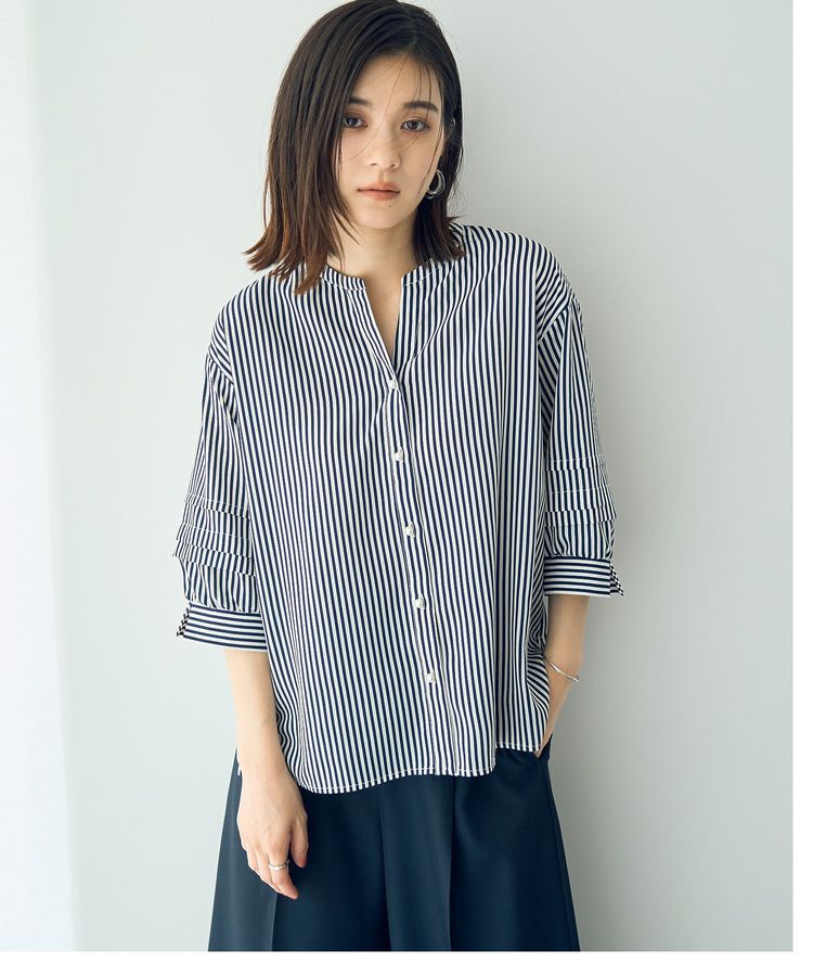 YECCA VECCA「2way裾アレンジパールボタンブラウス」|シャツ・ブラウス|