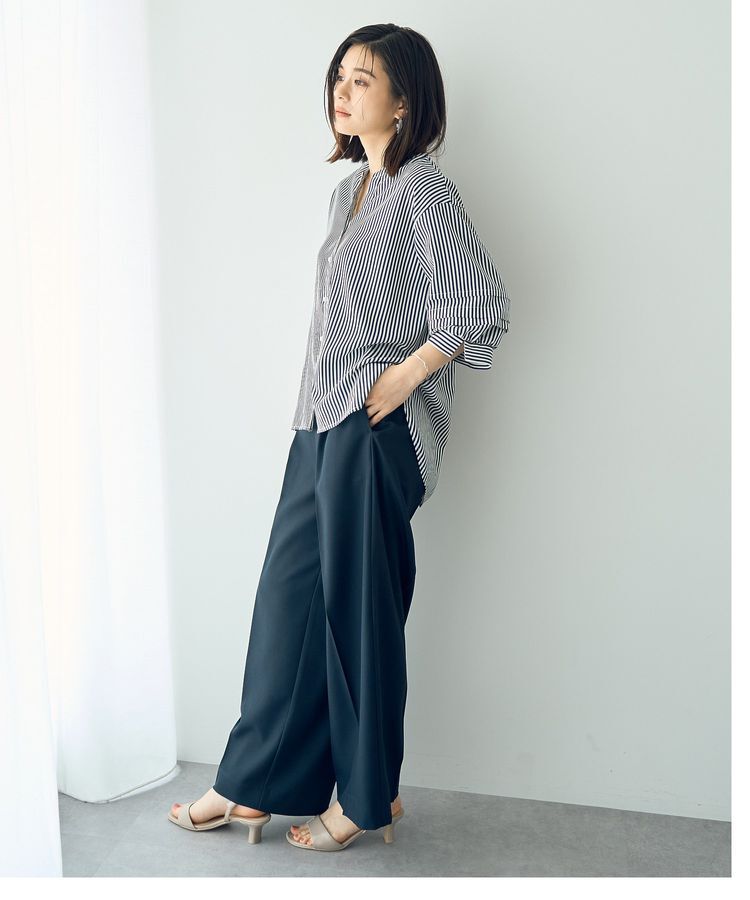 YECCA VECCA「2way裾アレンジパールボタンブラウス」|シャツ・ブラウス|