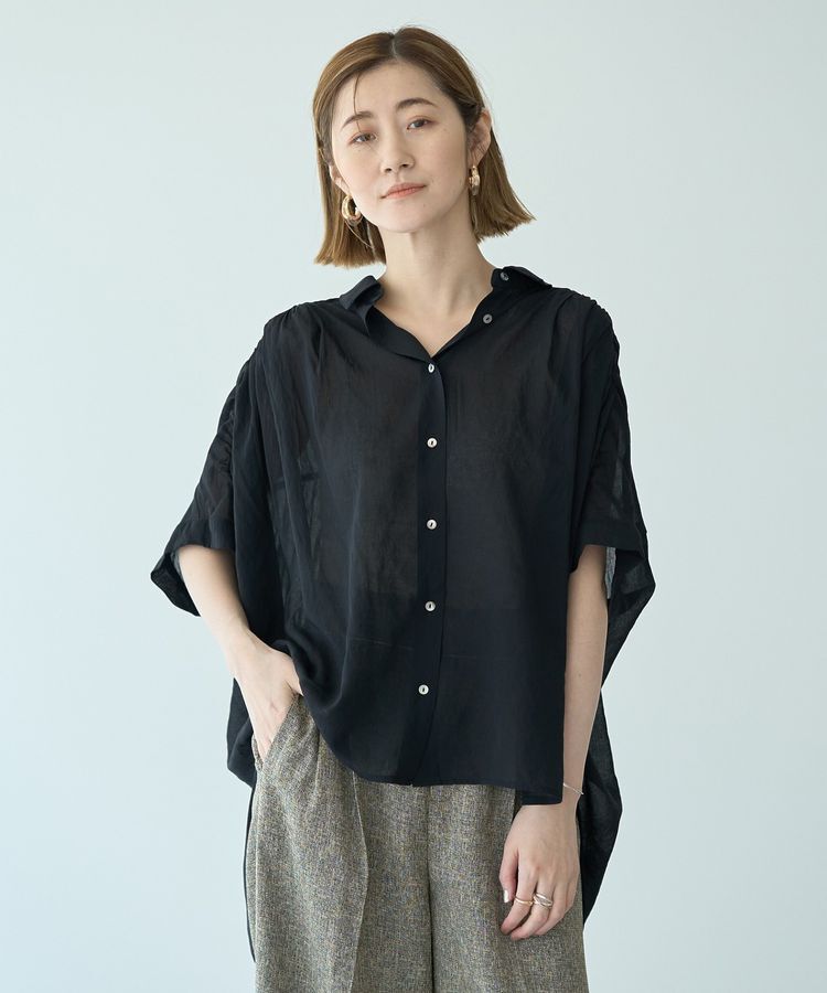 YECCA VECCA「ドライタッチシアーバックギャザーシャツ」|シャツ・ブラウス|