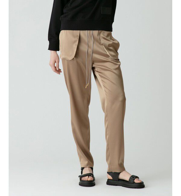 allureville「サテンイージーテーパードパンツ」|その他|ベージュ