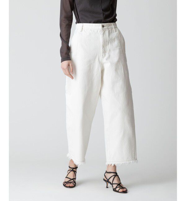 allureville「デニムフリンジヘムオーバルパンツ」|デニム|