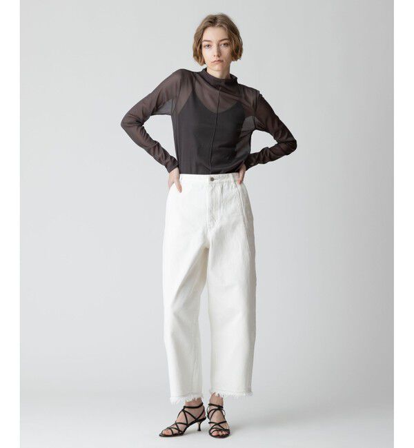 allureville「デニムフリンジヘムオーバルパンツ」|デニム|