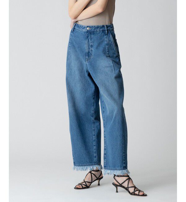 allureville「デニムフリンジヘムオーバルパンツ」|デニム|