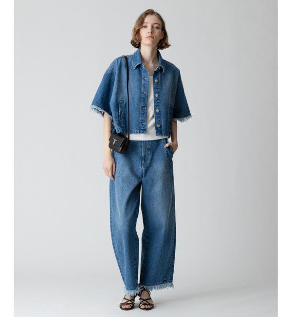 allureville「デニムフリンジヘムオーバルパンツ」|デニム|