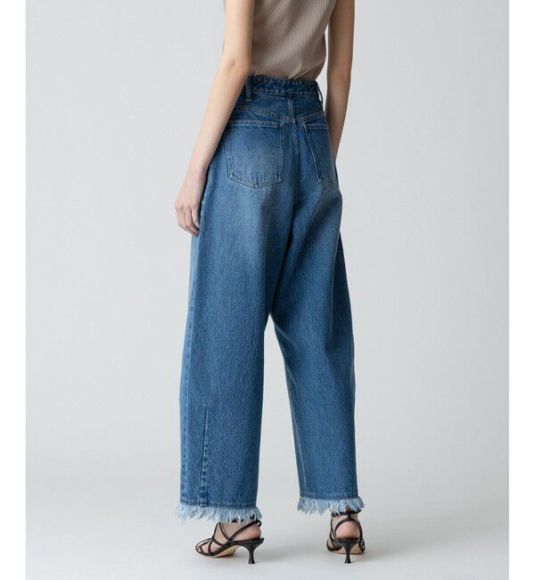 allureville「デニムフリンジヘムオーバルパンツ」|デニム|