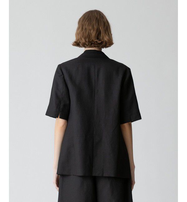 allureville「【セットアップ対応可能】リネンコンシャークスキンハーフスリーブジャケット」|テーラードジャケット|