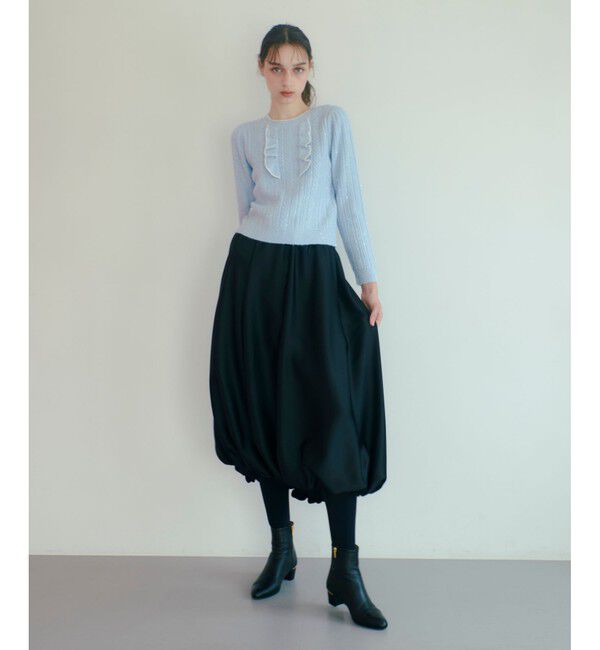 LOULOU WILLOUGHBY「【LOULOU WILLOUGHBY】フロントフリルラメプルオーバー」|ニット・セーター|