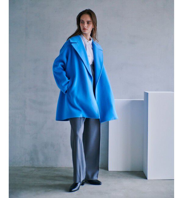 allureville「リバービッグカラーミドル丈コート」|その他|サックス