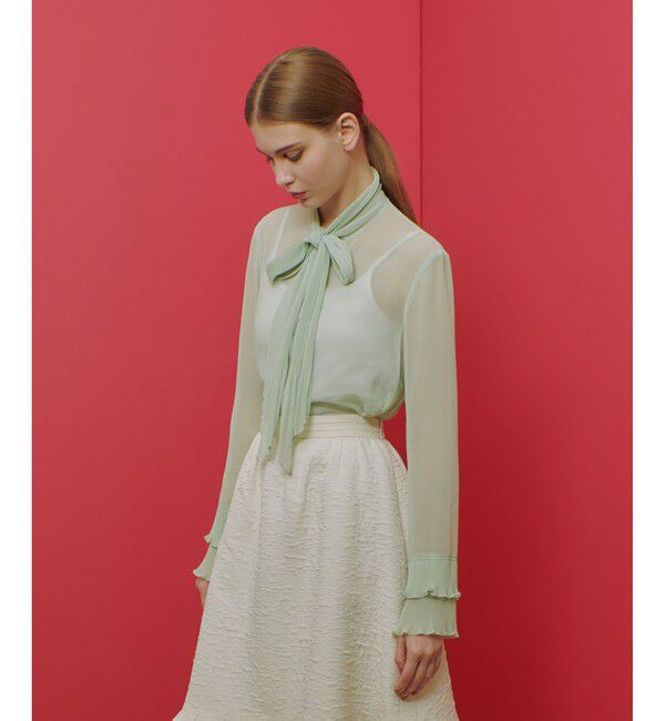 LOULOU WILLOUGHBY「【LOULOU WILLOUGHBY】プリーツリボンブラウス」|シャツ・ブラウス|