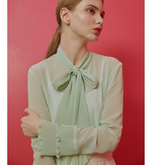 LOULOU WILLOUGHBY「【LOULOU WILLOUGHBY】プリーツリボンブラウス」|シャツ・ブラウス|