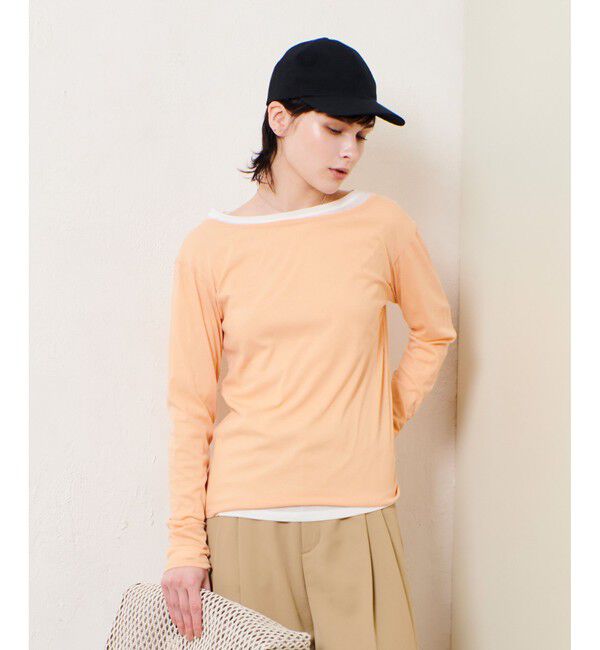 allureville「シアーフライスロングスリープルオーバー」|Tシャツ・カットソー|オレンジ