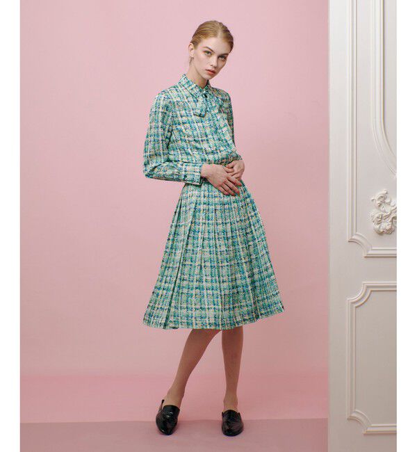 LOULOU WILLOUGHBY「【LOULOU WILLOUGHBY】チェックプリントプリーツミディスカート」|スカート|