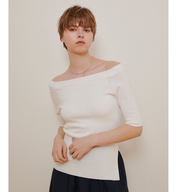 allureville「2WAY ネック5分袖プルオーバー」|ニット・セーター|