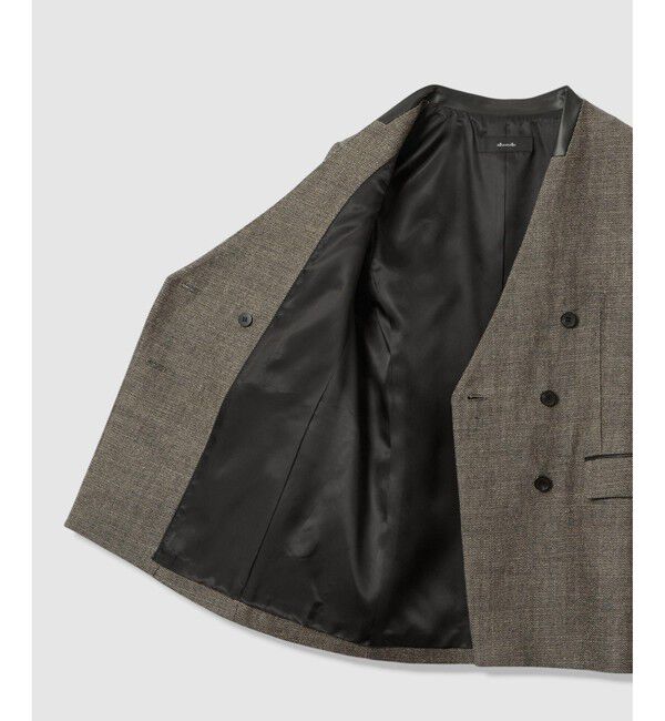 allureville「リネンウールダブルブレストジャケット」|ノーカラージャケット|