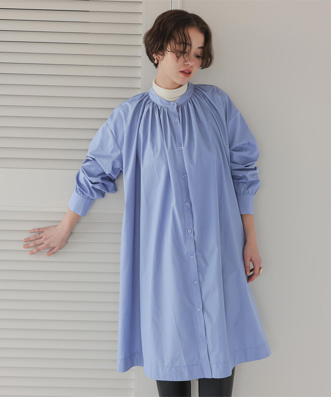 titivate「バックシャーリングワンピース」|ワンピース|ブルー