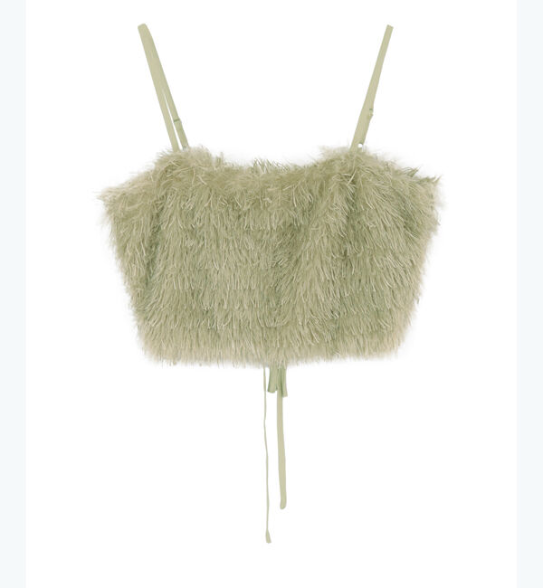 titivate「バックリボンデザインフェザーライクキャミソールトップス」|ニット・セーター|グリーン