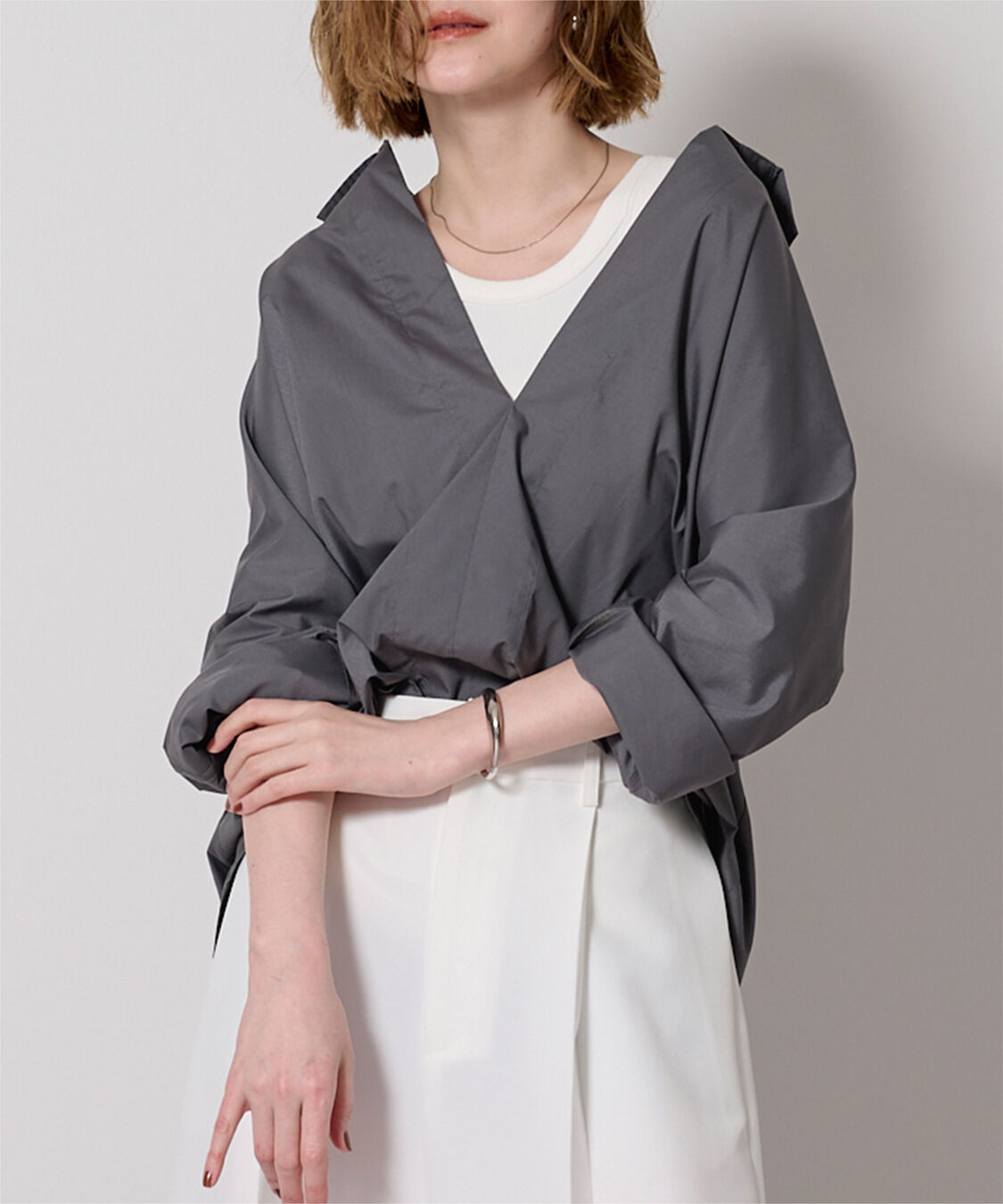 ur's「スキッパーネックドルマンスリーブオーバーサイズシャツ」|シャツ・ブラウス|