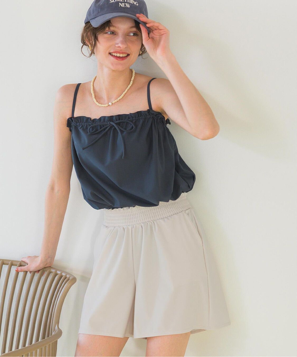 SEA DRESS「ウエストギャザーサスティナブルショートパンツ/水着」|ビキニ|アイボリー