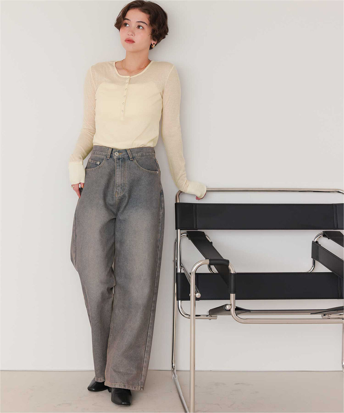 titivate「シアーテレコヘンリーネックトップス」|Tシャツ・カットソー|