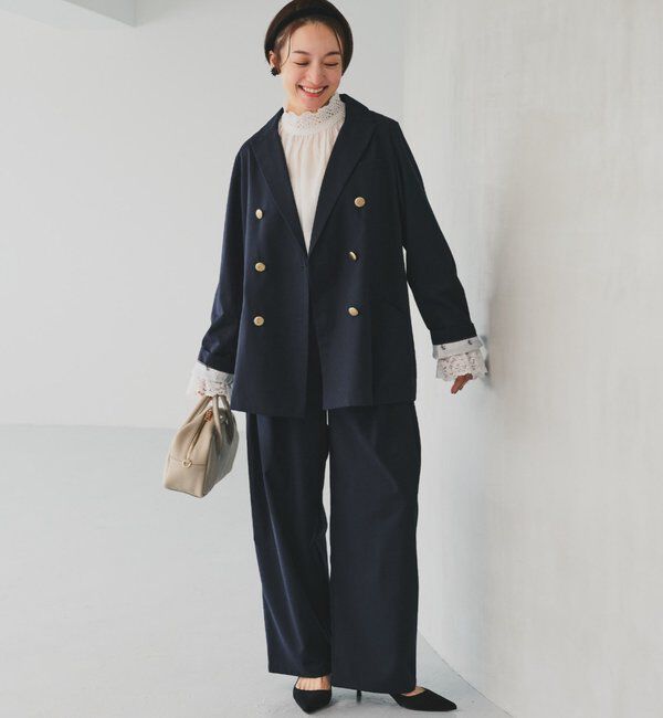  「【SMLサイズ展開】【セットアップ対応】TRツータックスラックスパンツ」|スラックス|ネイビー