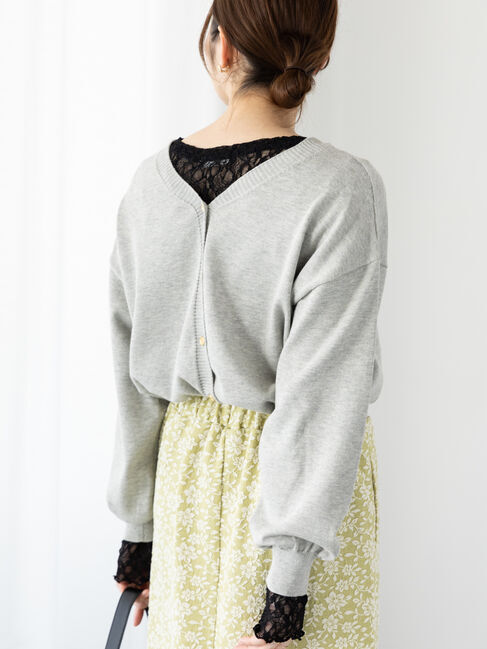 Te chichi TERRASSE「前後2WAY金釦カーディガン」|カーディガン|グレー