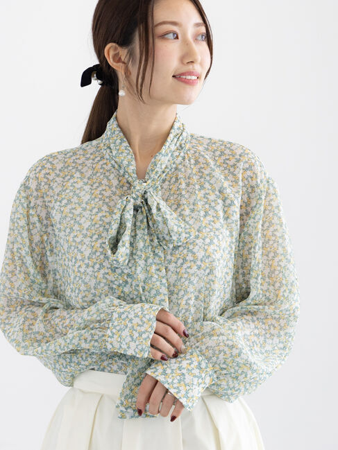 Te chichi「パターンアソートシフォンボウタイブラウス」|シャツ・ブラウス|イエロー