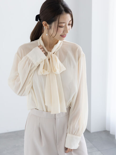 Te chichi「パターンアソートシフォンボウタイブラウス」|シャツ・ブラウス|クリーム