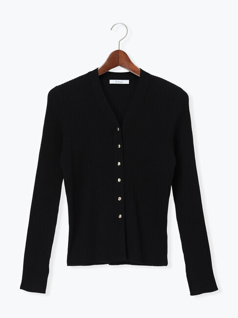 Te chichi「リブVネックカーディガン」|カーディガン|ブラック