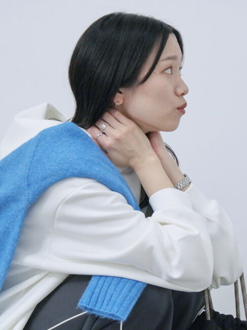 Samansa Mos2 blue「ダンボールパーカー」|Tシャツ・カットソー|