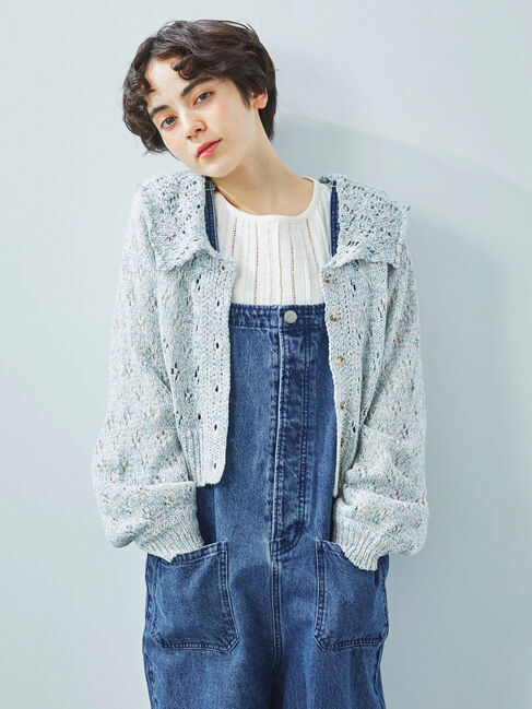 Samansa Mos2「テープヤーンラウンドカラーカーディガン」|カーディガン|