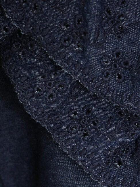 Samansa Mos2「デニムスカラップ刺繍フリル2WAYブラウス」|シャツ・ブラウス|