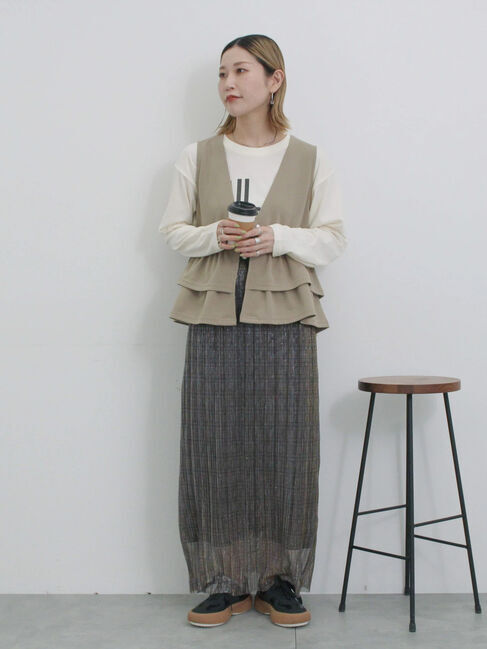 Samansa Mos2 blue「ラメプリーツアソート柄スカート」|スカート|