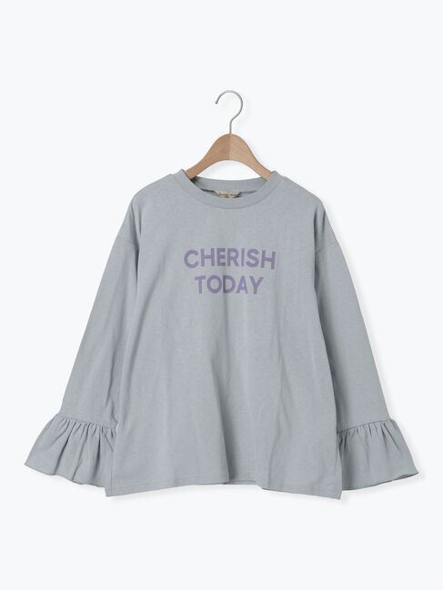 Samansa Mos2「袖口フリルメロウロゴプリントロンT」|Tシャツ・カットソー|