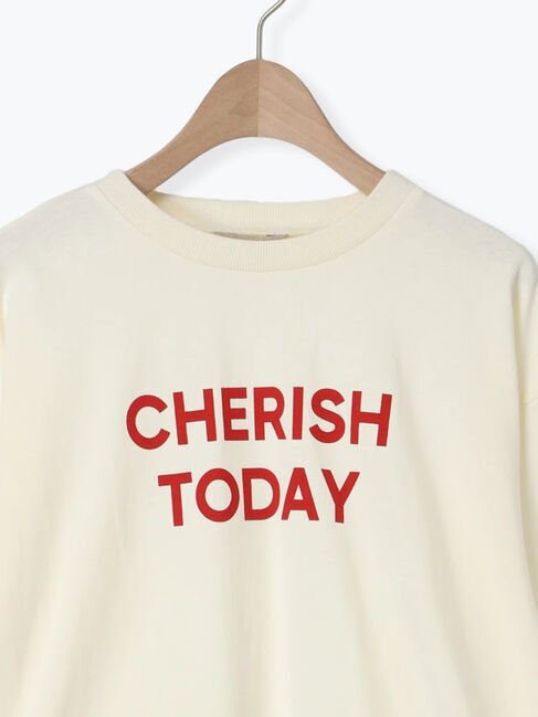 Samansa Mos2「袖口フリルメロウロゴプリントロンT」|Tシャツ・カットソー|