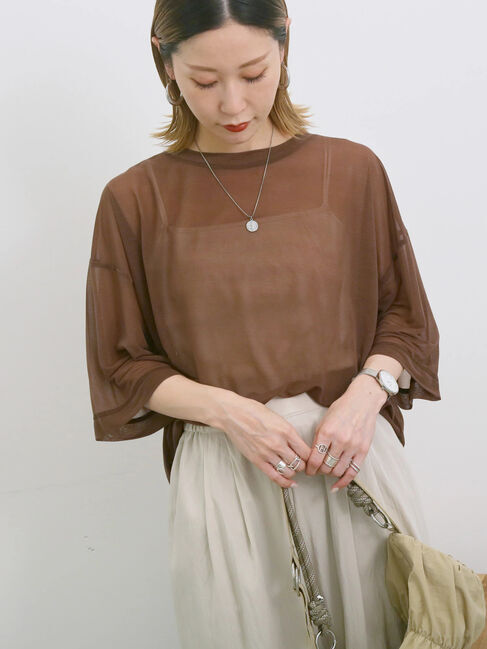 Samansa Mos2 blue「◎シアープルオーバー」|Tシャツ・カットソー|