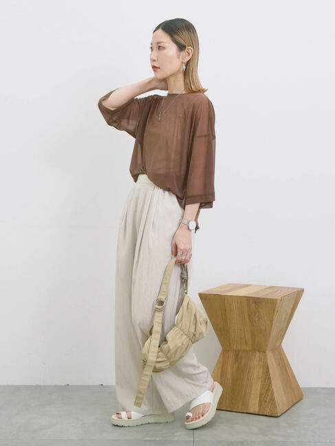 Samansa Mos2 blue「◎シアープルオーバー」|Tシャツ・カットソー|