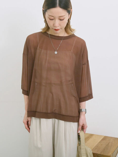 Samansa Mos2 blue「◎シアープルオーバー」|Tシャツ・カットソー|