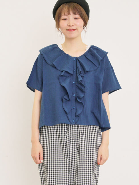 Samansa Mos2「フリルカラーブラウス」|シャツ・ブラウス|