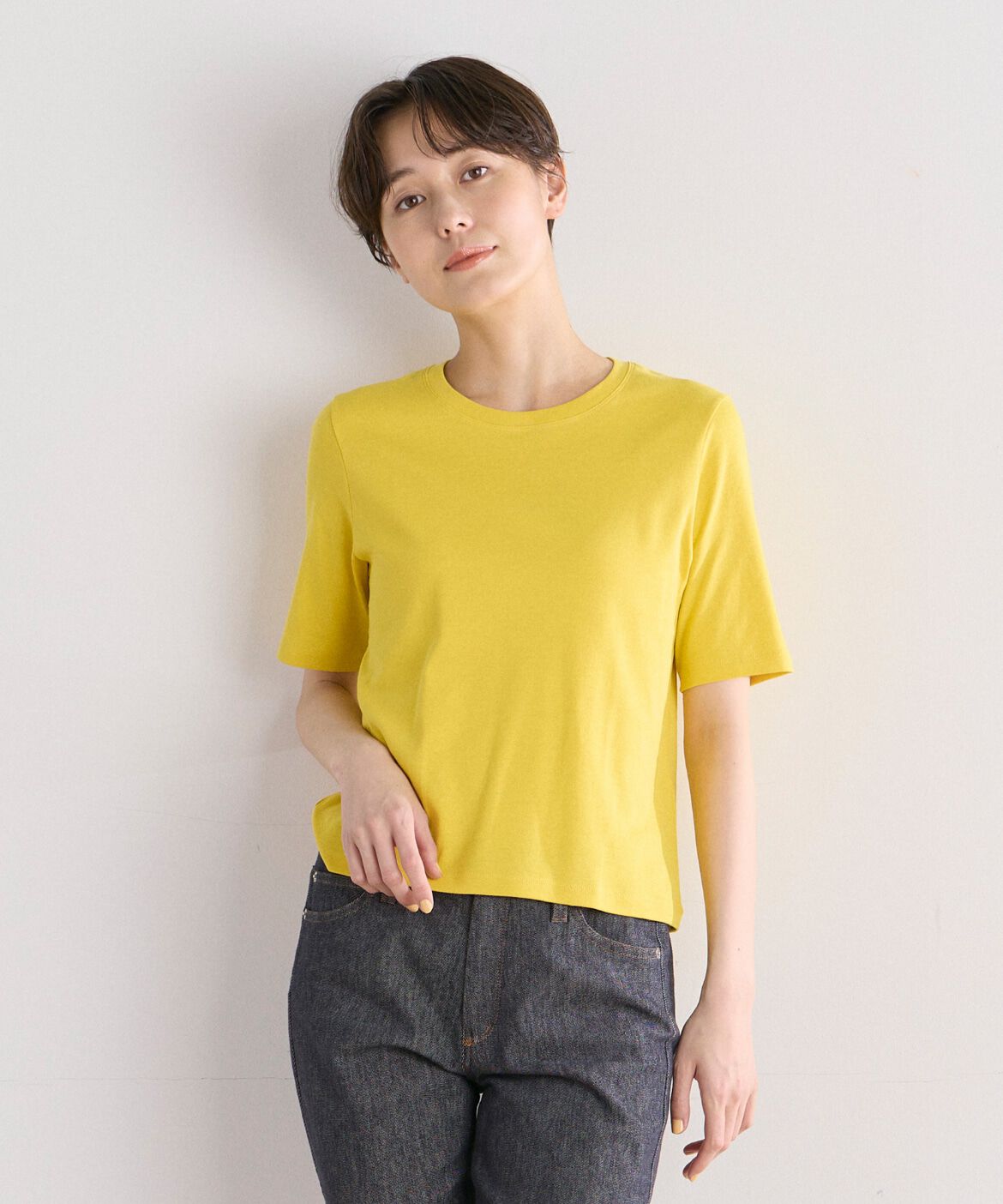 I.T.'S international「ベーシッククルーネックTシャツ《スビン綿MIXフライス》」|Tシャツ・カットソー|イエロー