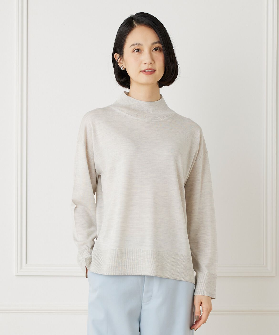 7-IDconcept.「《大きいサイズ》エクストラファインウールハイネックニット」|ニット・セーター|グレー1