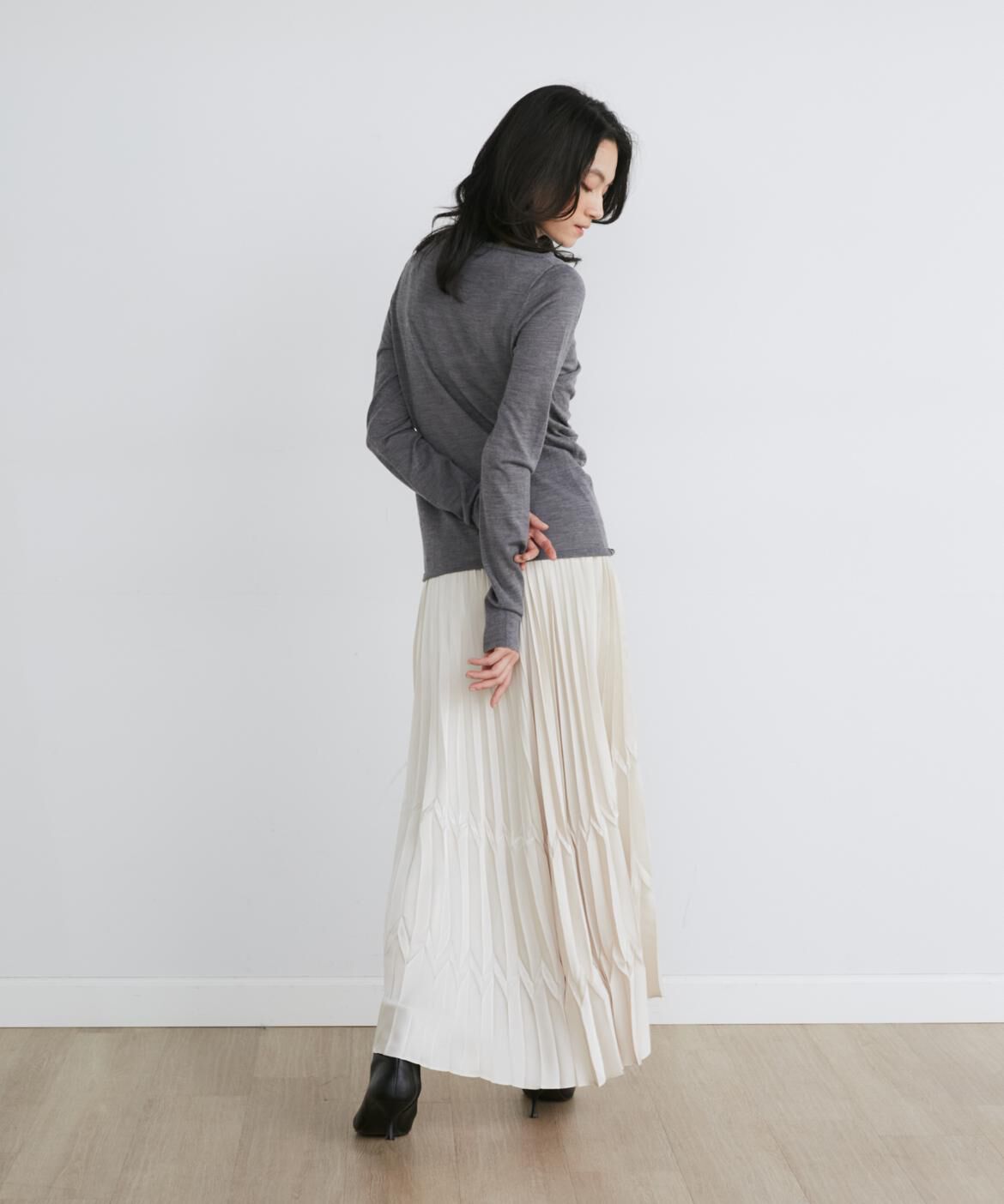 INED「《大きいｻｲｽﾞ》ｳｰﾙｼﾙｸｶｼﾐﾔﾄﾞﾚｰﾌﾟﾆｯﾄ《la veille by 」|ニット・セーター|