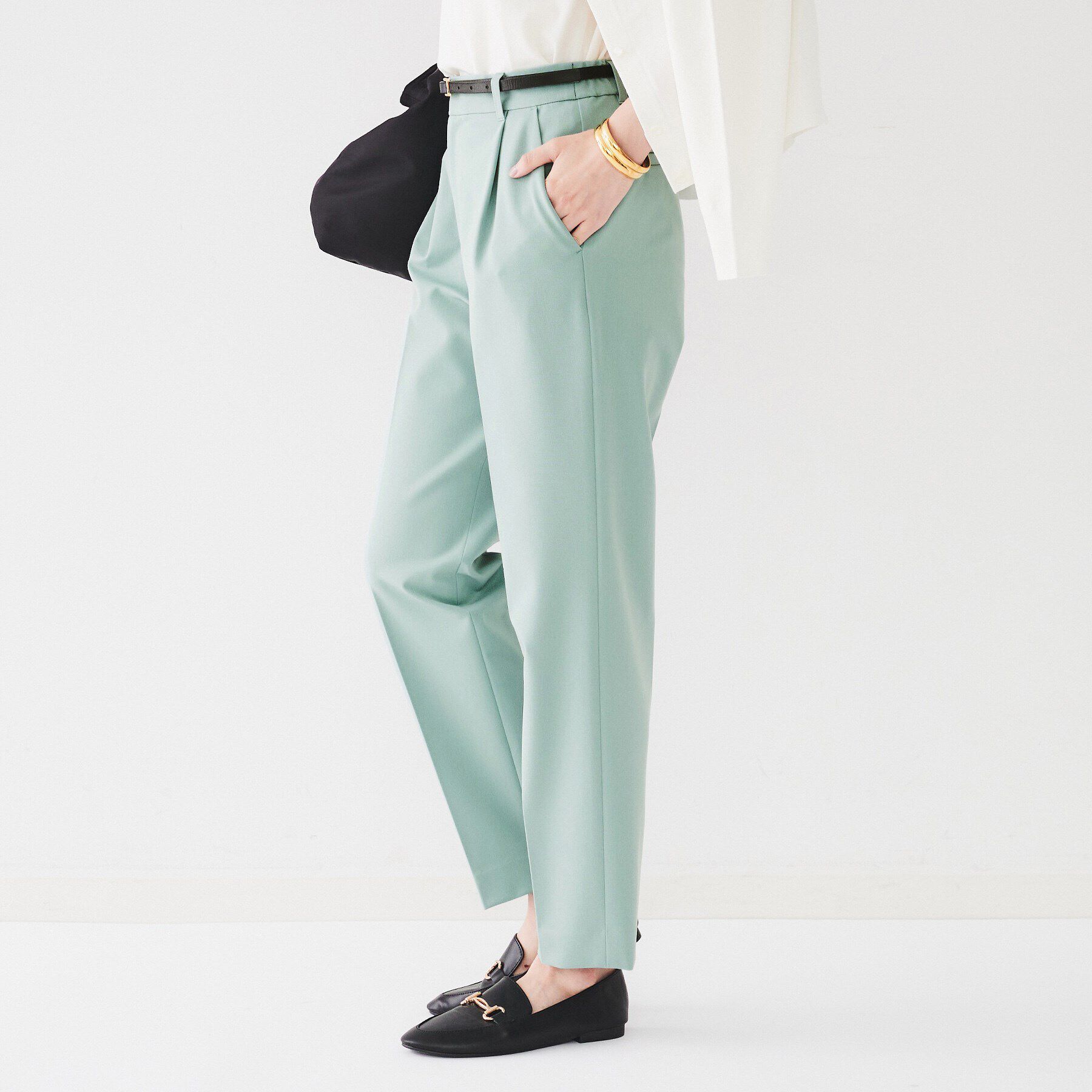 UNTITLED「【ストレッチ/後ろウエストゴム】タックテーパードパンツ」|その他|