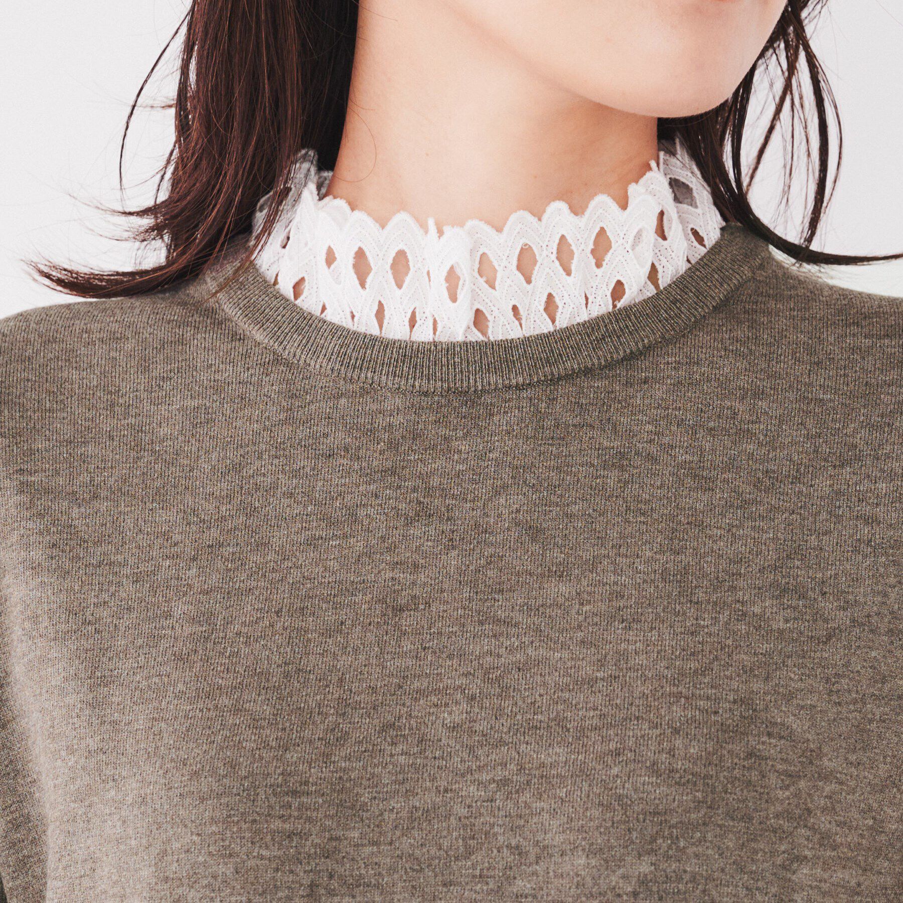 UNTITLED「【レース取り外し可能/2WAY】薄手レーヨン混ストレッチ プルオーバーニット」|ニット・セーター|