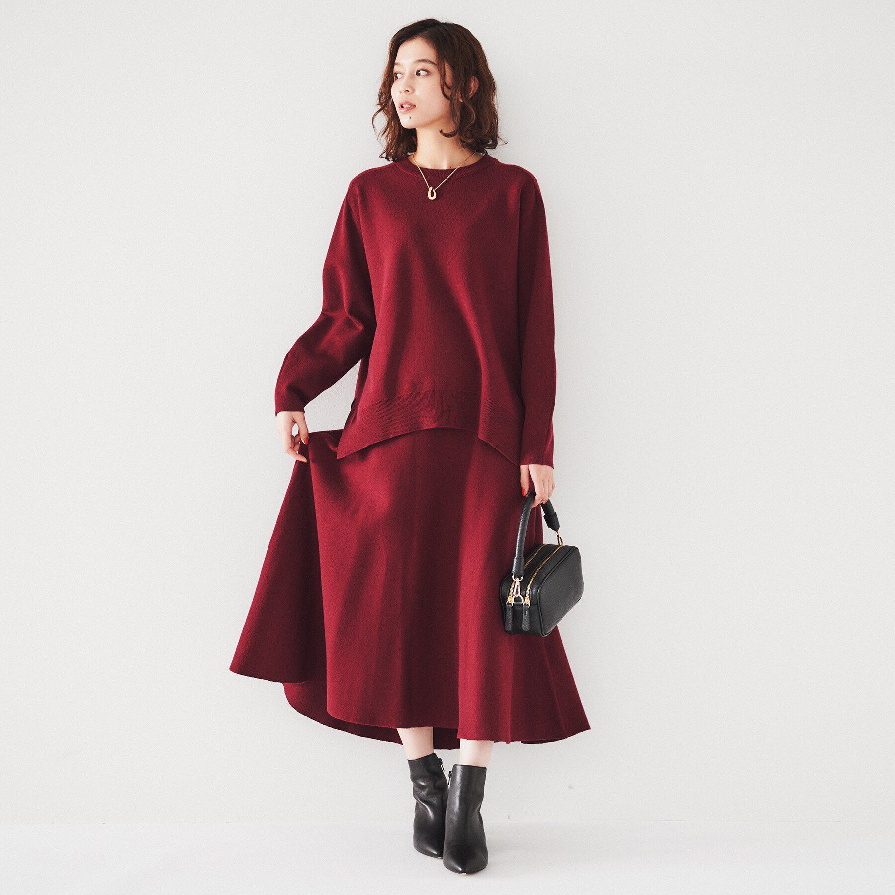 UNTITLED「【セットアップ可能/スウェットライク】バラクラバ付き ニットプルオーバー」|ニット・セーター|